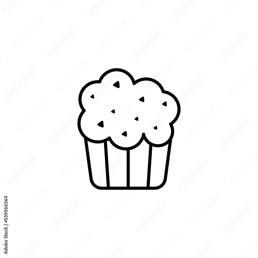 Outline, simple vector cupcake icon isolated on white background. eps 10 Outline, simple vector cupcake icon isolated on white background. eps 10