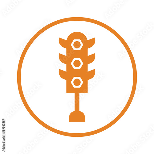 Traffic, web traffic, road light icon. Orange vector design.
