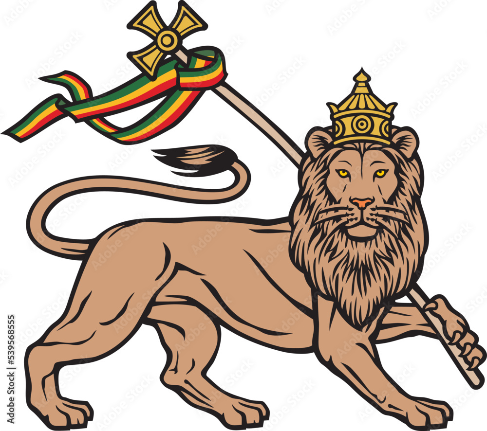 The Lion of Judah (Rastafarian Reggae Symbol). Vector illustration ...