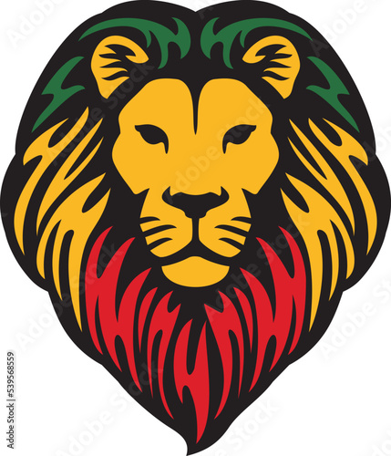 The Lion of Judah Head (Rastafarian Reggae Symbol). Vector illustration.