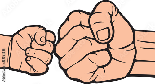 Father and Baby Hands Color Vector Illustration