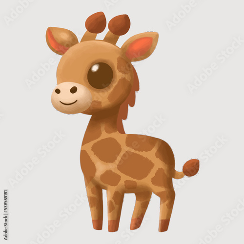 Cartoon cute Giraffe watercolor style isolated on white background