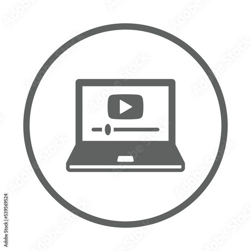 Ui, video, youtube icon. Gray vector sketch.