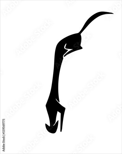 Black cat sihouette, isolated vector. Jumping сat