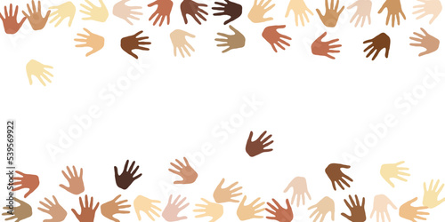 People hands of different skin color vector illustration. Help concept.