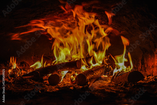 Burning billets in hot stove .
