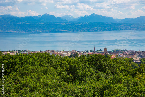 Lausanne Coastline, view from the train, Switzerland