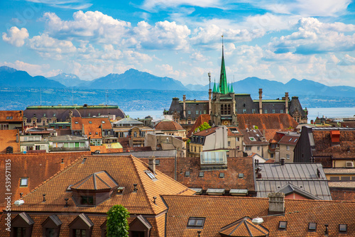 Wallpaper Mural Cityscape Rooftops of Lausanne, Switzerland Torontodigital.ca