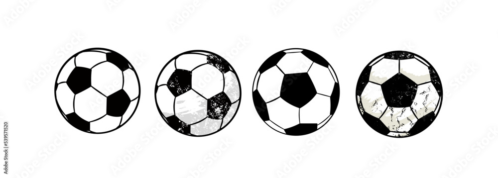 set of  soccer balls isolated on white, foot ball