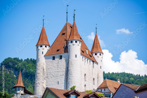 medieval castle on the hilltop, Thun Switzerland