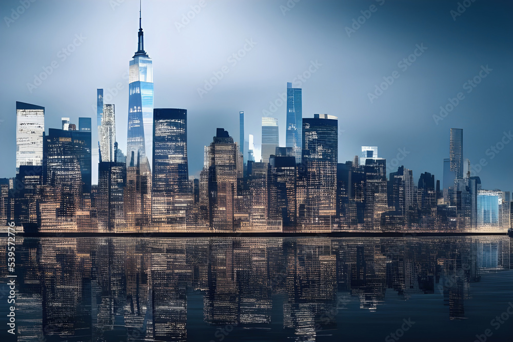 city panorama of New York, illustration