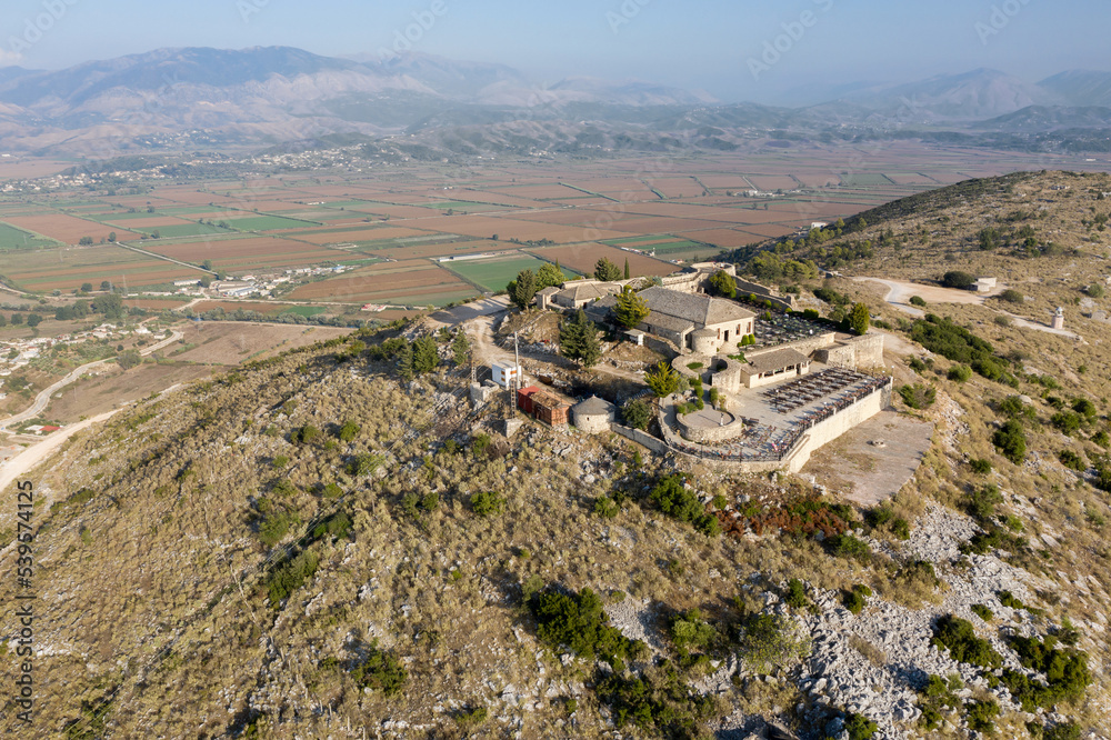 The fortress of Lekuresy. Saranda. Albania. View from above. Shooting from a drone The fortress of Lekuresy. Saranda. Albania. View from above. Shooting from a drone