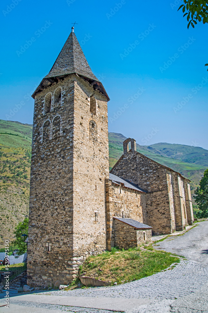 Romanesque church in Escunau, Val d'Aran, Spain