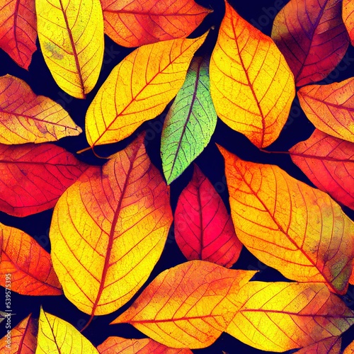 Tileable autumn leaves seamless pattern