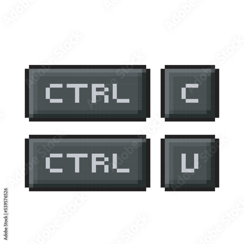 Command keys on computer, ctrl c and ctrl v commands, pixel art illustration photo