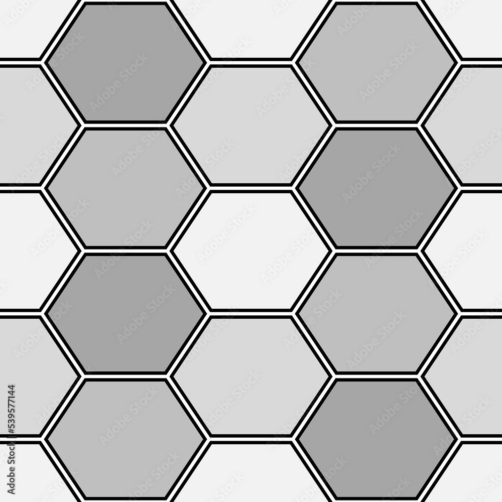 Hexagons. Honeycomb. Mosaic. Flooring background. Ancient ethnic motif. Geometric wallpaper. Parquet backdrop. Digital paper, web design, textile print. Seamless ornament pattern. Abstract art image.