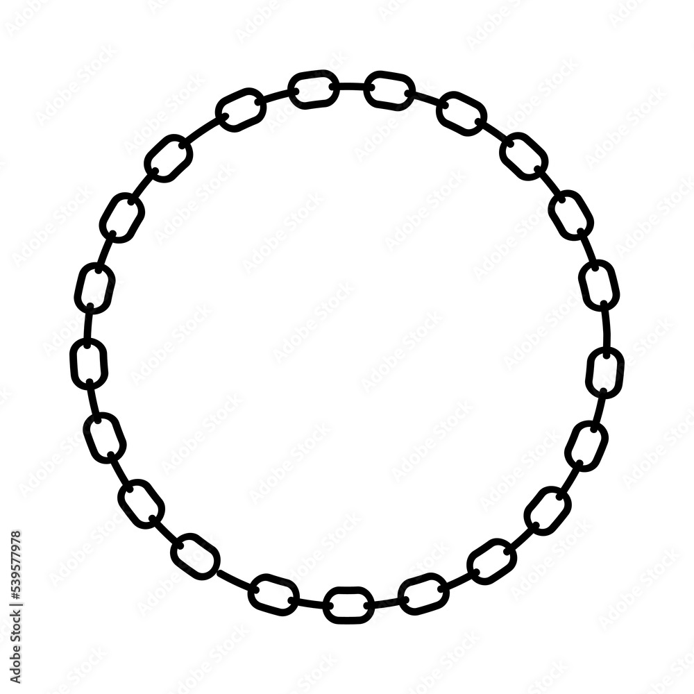 Round frame from a chain. Circle border chain black silhouette on white background. vector illustration Round frame from a chain. Circle border chain black silhouette on white background. vector illustration