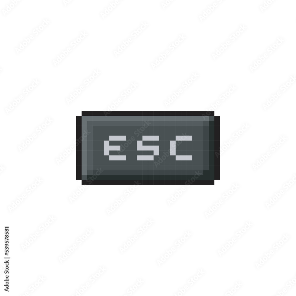 Esc command key on computer, pixel art illustration Esc command key on computer, pixel art illustration