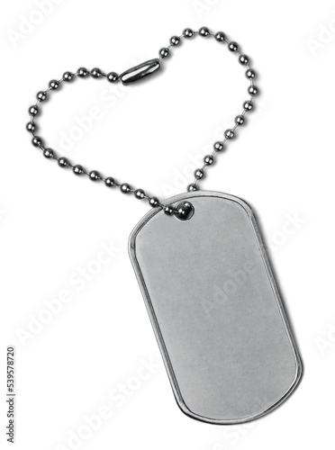 Military chain identification tag silver isolated identification metal