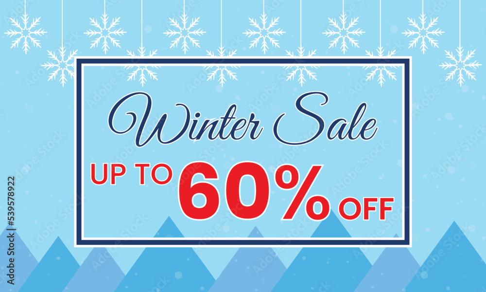 winter sale 60 percent off banner, Winter sale banner template, winter 60 % sale banner