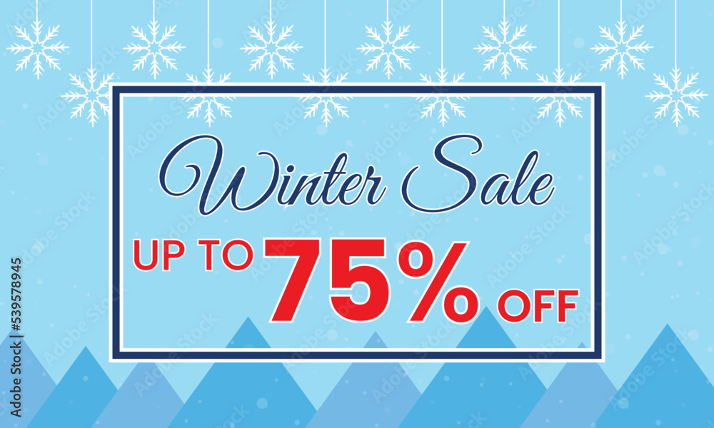 winter sale 75 percent off banner, Winter sale banner template, winter 75 % sale banner