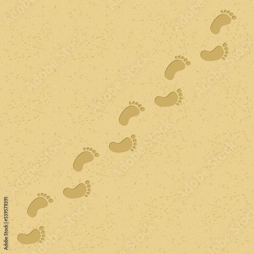 Vector illustration of footprints on beach