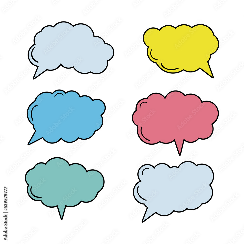 Set of doodle speech bubble. hand drawn Bubbles collection on white background. Empty blank comment. Talk chat speak message. Vector illustration Set of doodle speech bubble. hand drawn Bubbles collection on white background. Empty blank comment. Talk chat speak message. Vector illustration