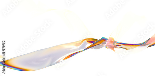 3d render abstract background in nature landscape. Transparent glossy glass ribbon © vegefox.com