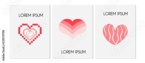 Wallpaper Mural Set of postcards with y2k hearts. Posters in the style of the 2000s. Vector illustration in flat style Torontodigital.ca