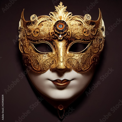 Venetian carnival mask, textured, detailed, realistic digital illustration