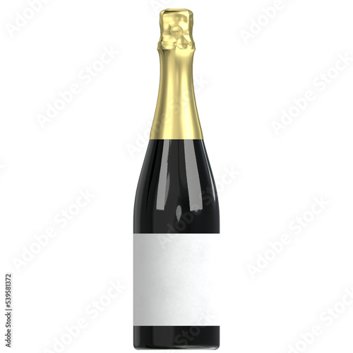 3d rendering illustration of a champagne bottle