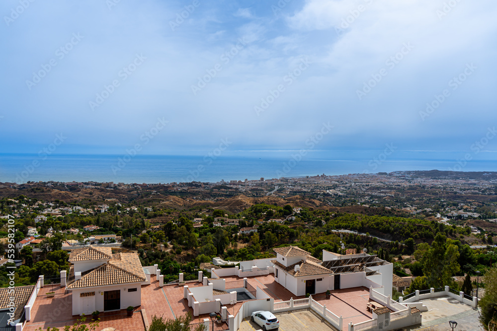 Panoramic view of Costa del Sol, Mediterranean sea in Mijas, Spain on October 2, 2022
