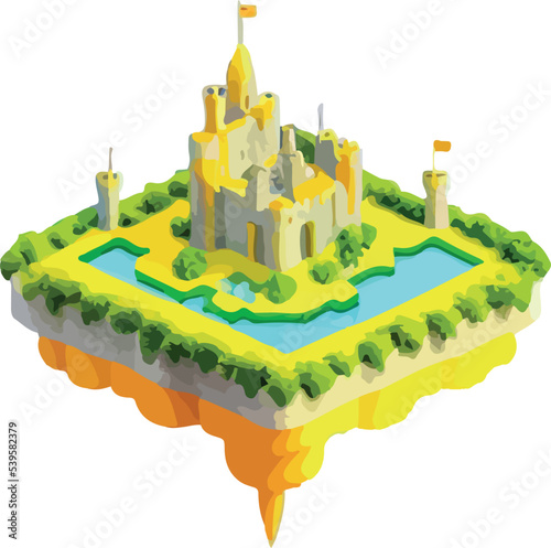 Isometric projection of the vector of a castle 