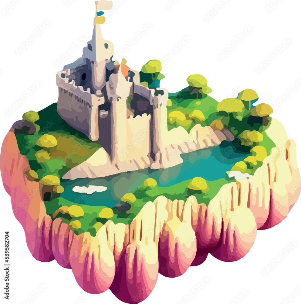 Naklejka premium Isometric projection of the vector of a castle 