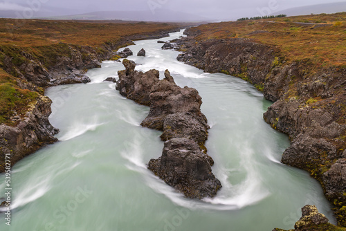 Landscape of the Godafoss Waterfall (Iceland)