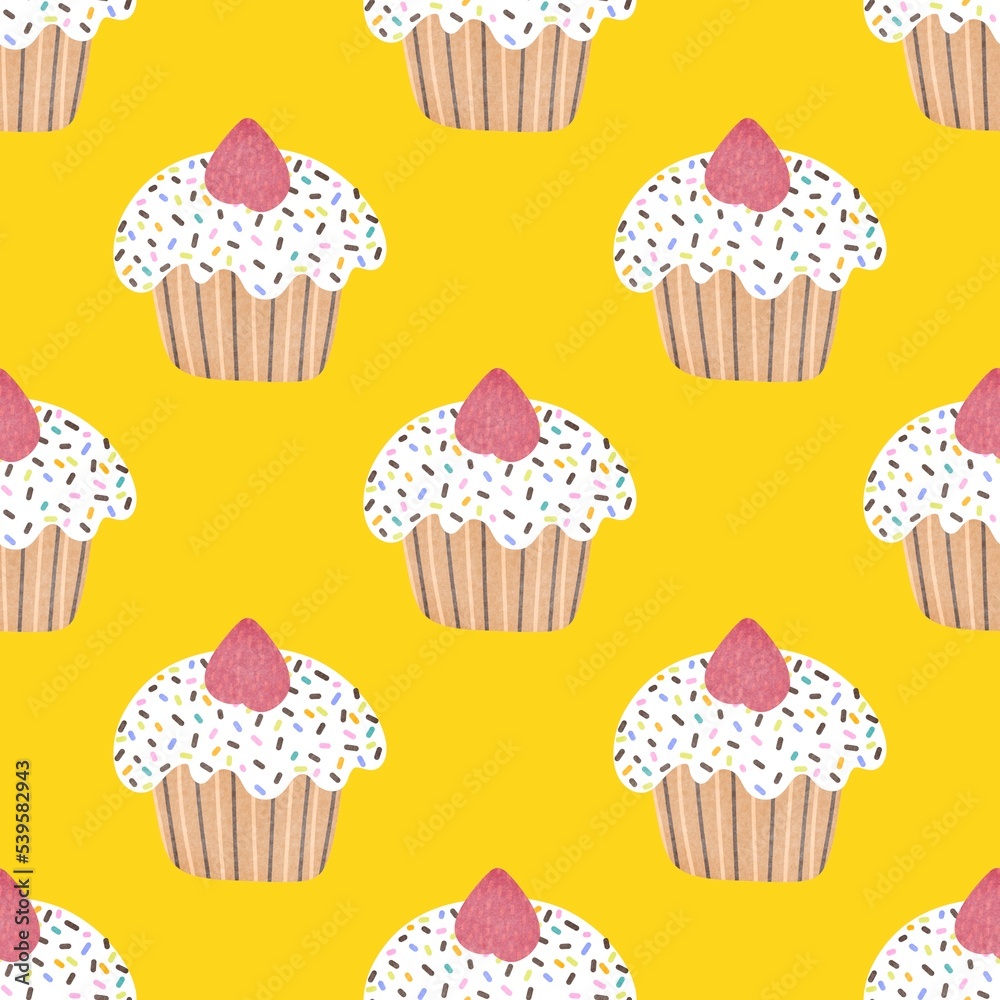 Birthday cartoon seamless cake pattern for wrapping paper and fabrics and linens and kitchen textiles Birthday cartoon seamless cake pattern for wrapping paper and fabrics and linens and kitchen textiles