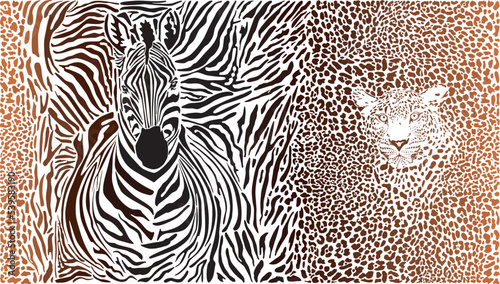 Motif background zebras and leopard