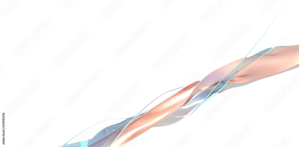 Fototapeta premium abstract background. Transparent glossy glass ribbon on water. Holographic curved