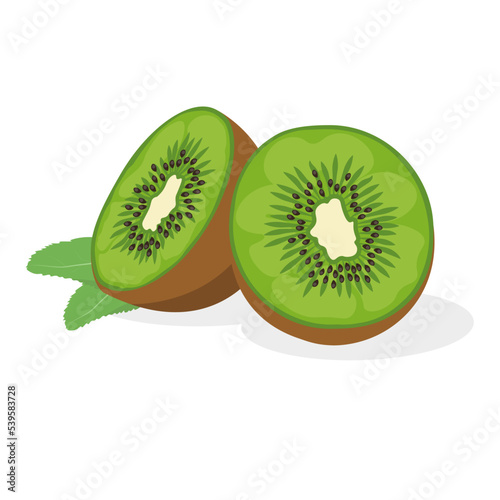 Kiwi slices with leaves vector
