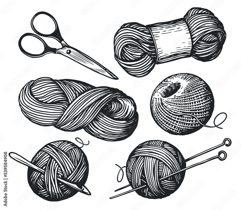 Wool Illustration drawing of wool with needle in white background   CanStock