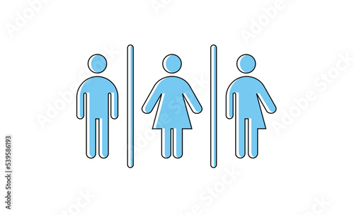 All gender restroom sign. Gender neutral toilet icon. Vector flat line pictogram on white background for web, mobile app, office, mall, restaurant. photo
