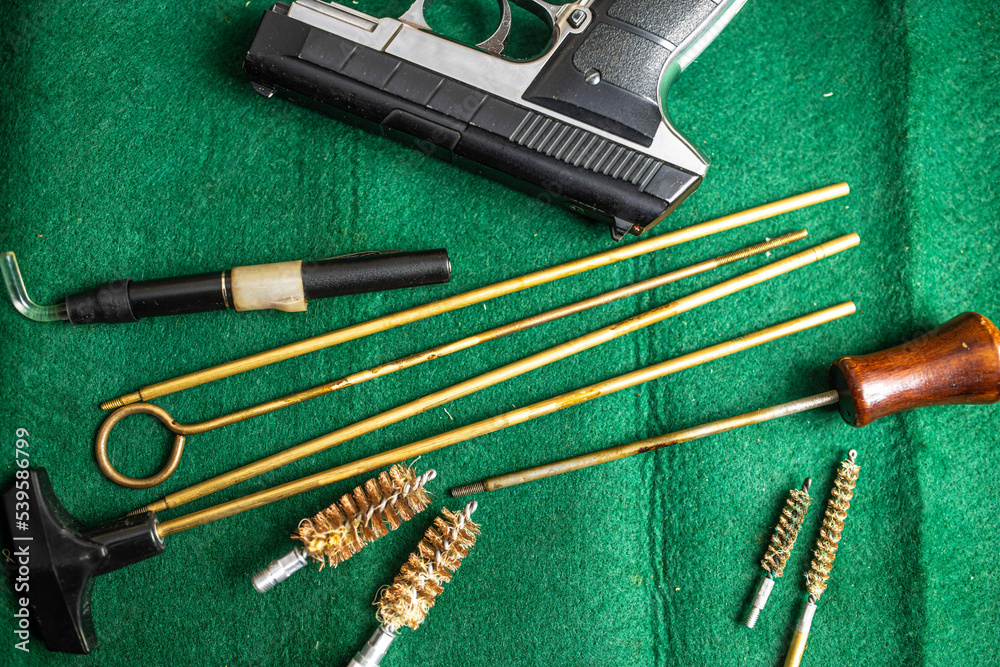 tools for maintenance and cleaning of firearms mechanisms. Gun cleaning