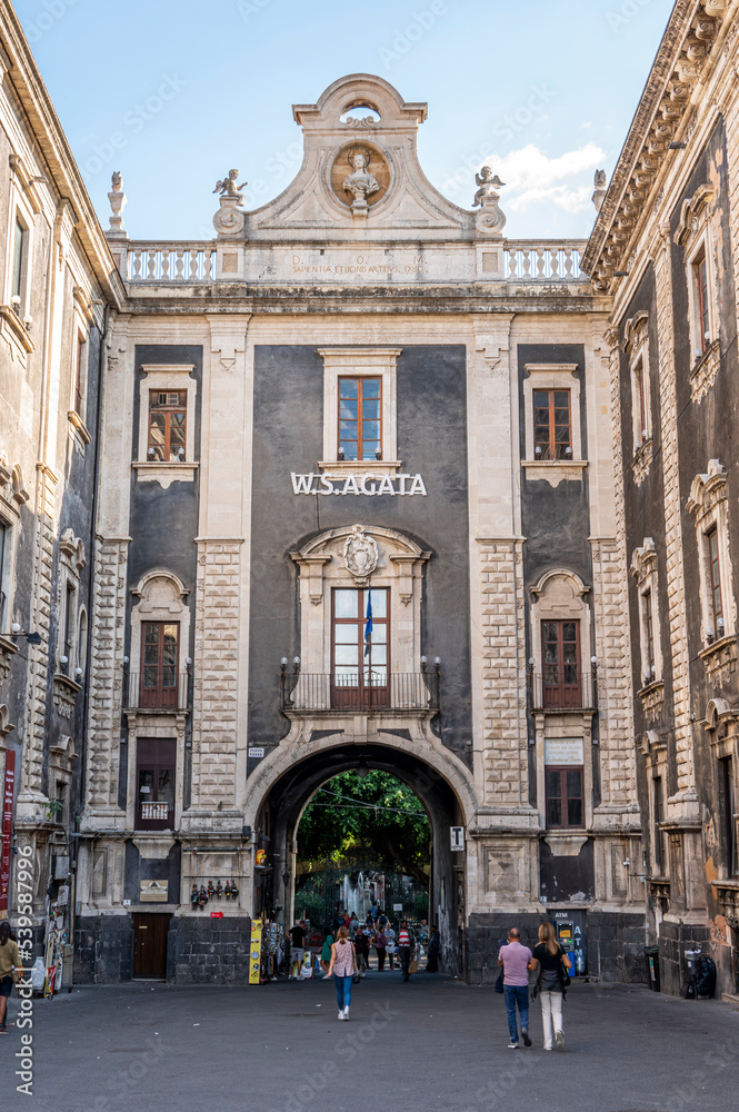 The beautiful Uzeda Gate in Catania