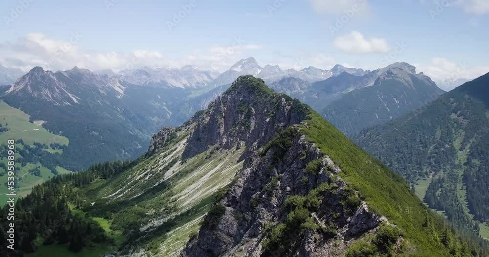 Aerial View of Austrian Mountain Range in Vorarlberg, Austria Aerial View of Austrian Mountain Range in Vorarlberg, Austria