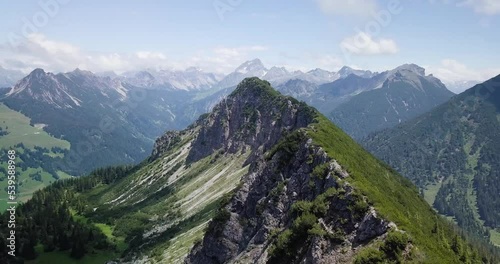 Aerial View of Austrian Mountain Range in Vorarlberg, Austria