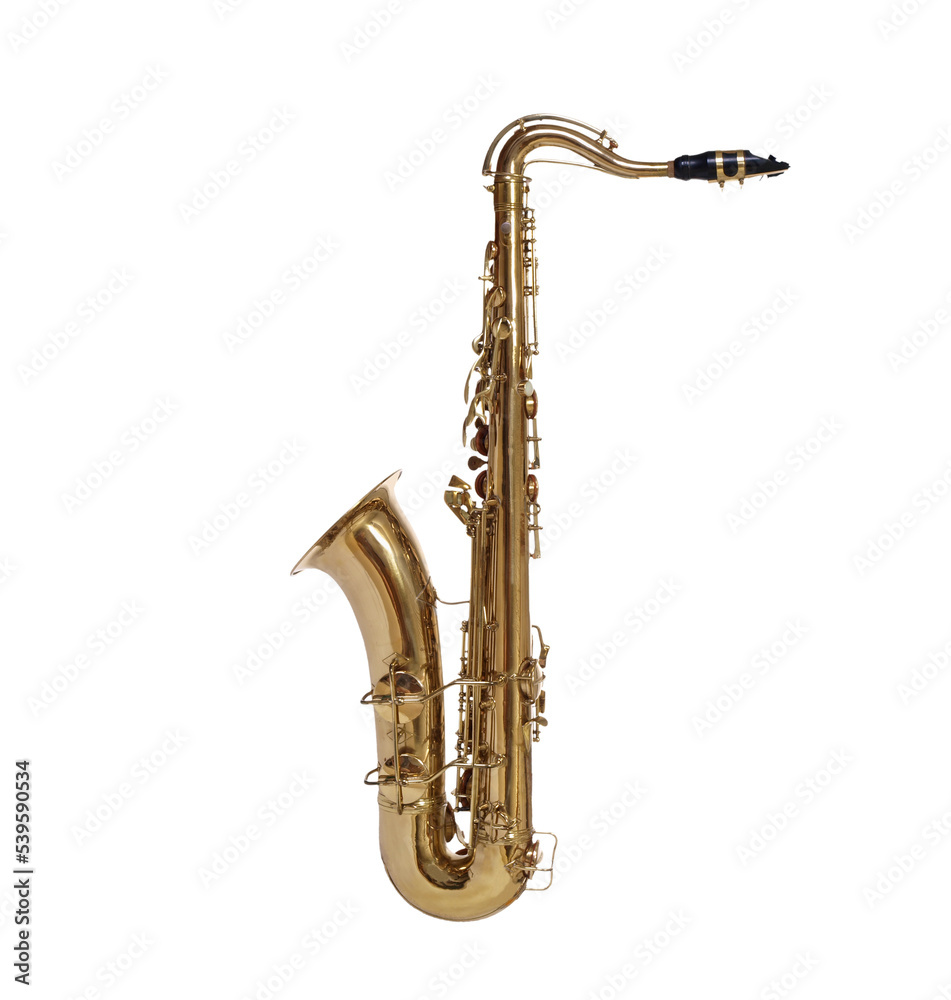 Vintage saxophone from the 1930's isolated. - obrazy, fototapety, plakaty 