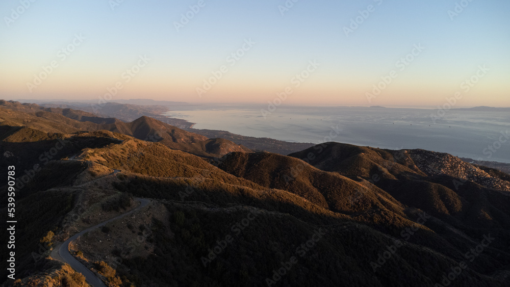 Sunset in Santa Ynez Mountains, Santa Barbara, California