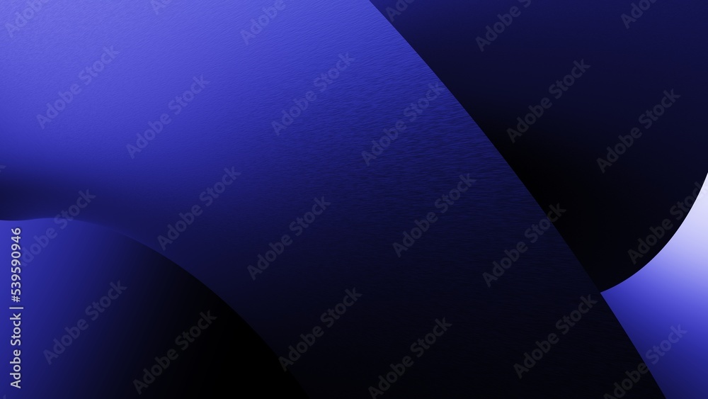 Metallic blue twist surface under black-blue background. Concept 3D CG of future virtual space, revolutionary flexible thinking and viewpoints from various angles.
