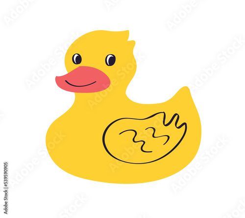 Yellow rubber duck isolated flat vector illustration
