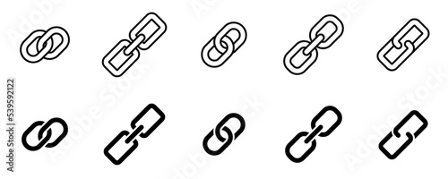 Conjunto de iconos de enlace. Vínculo de enlace. Hipervínculo. Símbolo de cadena. Ilustración vectorial